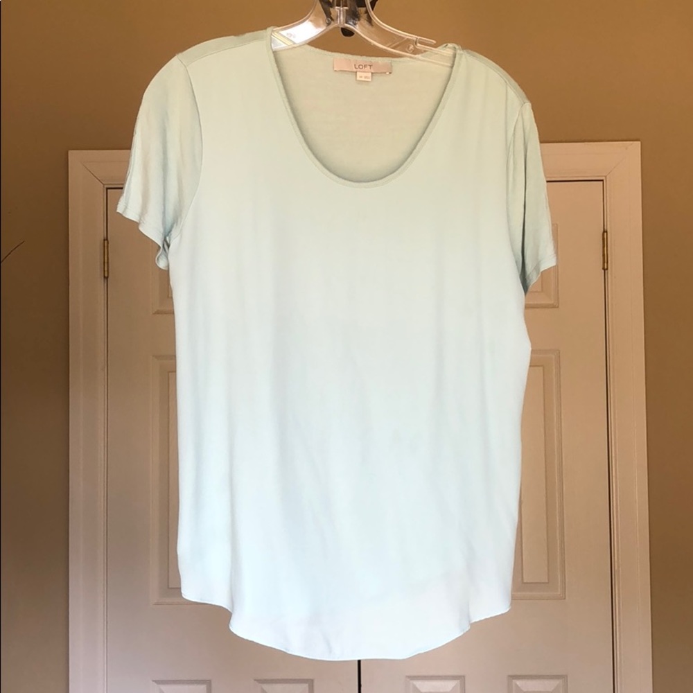 Mixed media sea foam green maternity shirt